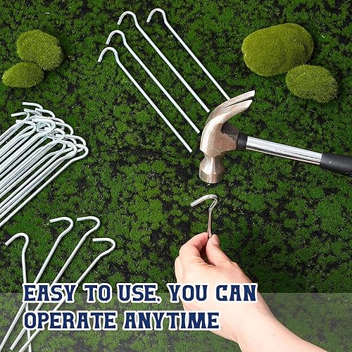 Miniatura 5 de Blulu 200 estacas de tienda de campaña galvanizadas resistentes para patio, estacas de campamento al aire libre, estacas de metal para tienda de