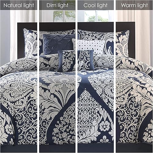 Miniatura 2 de Madison Park Vienna - Edredón reversible de algodón, diseño de costuras de lujo para todas las estaciones, colcha transpirable, fundas de almohada,