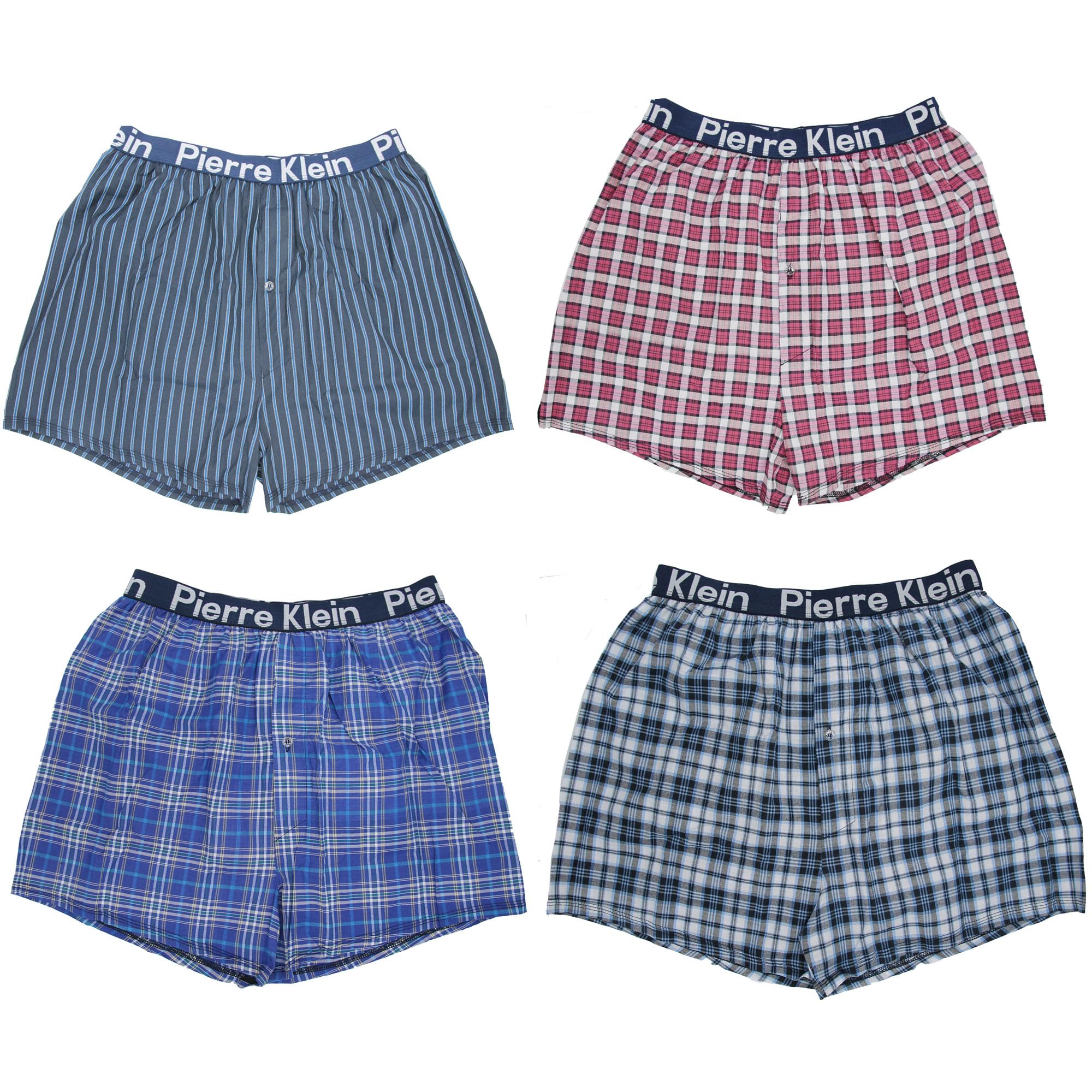 Pierre Klein Men's Assorted 2 Pack (4 Pairs) Boxer Shorts | Gift Box Set | Woven Boxer Shorts With Elastic Waistband | Medium - 2XL | Colours (Uk, Alpha, M, Regular, Regular, )