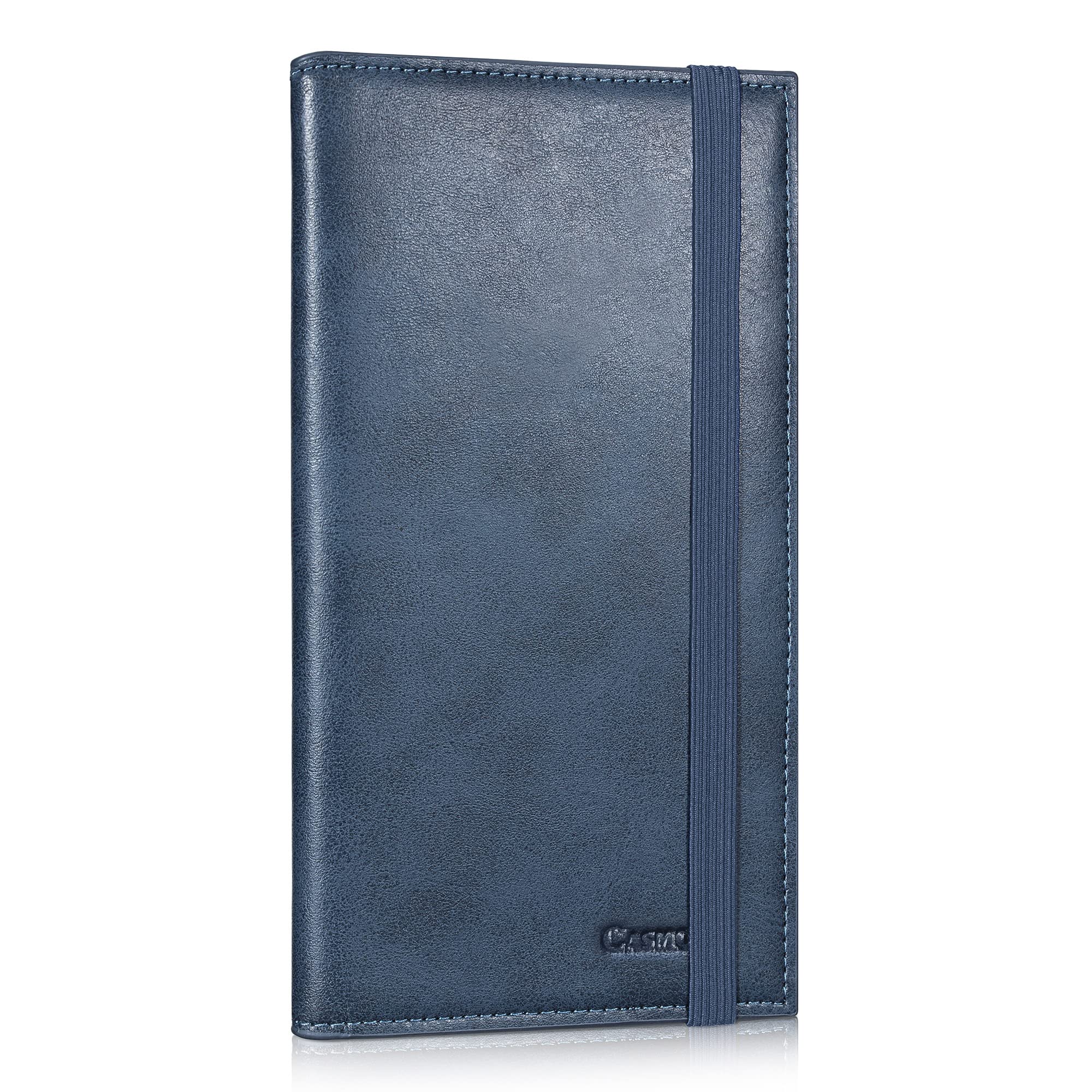 CASMONAL Checkbook Covers for Personal Checkbook Holder RFID Premium Vegan Leather Checkbook Cover for Duplicate Checks, Blue, Classic