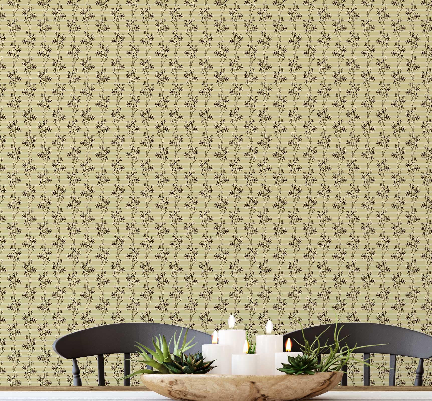 Papier peint floral abstrait pour salon et chambre déco chaleureuse beige