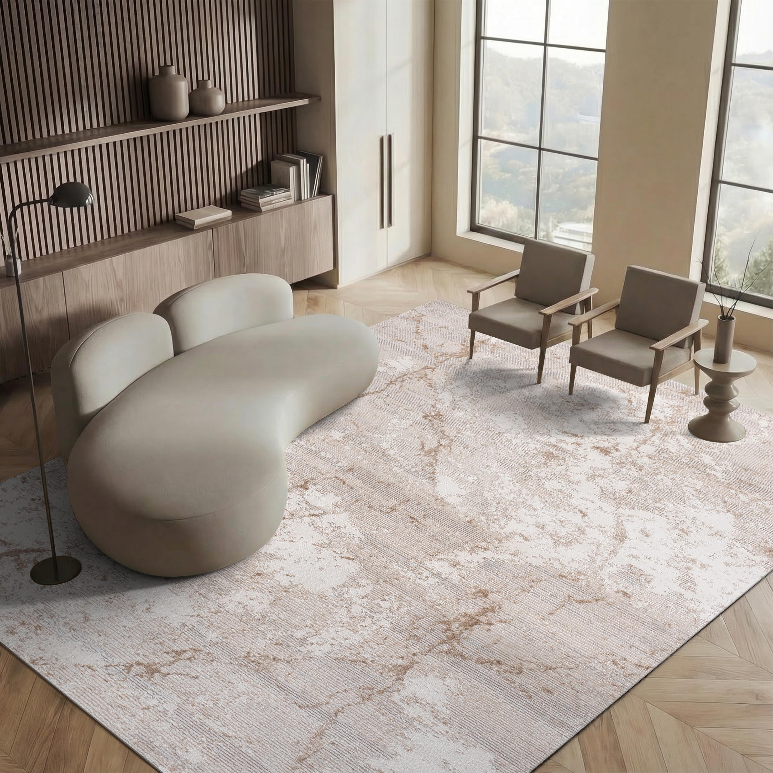 SAFAVIEH Area Rug 8x10 - Hanna Collection - Large - Beige & Ivory Grey, Modern Design, Non-Shedding & Easy Cleaning, Ideal for Living Room, Bedroom,