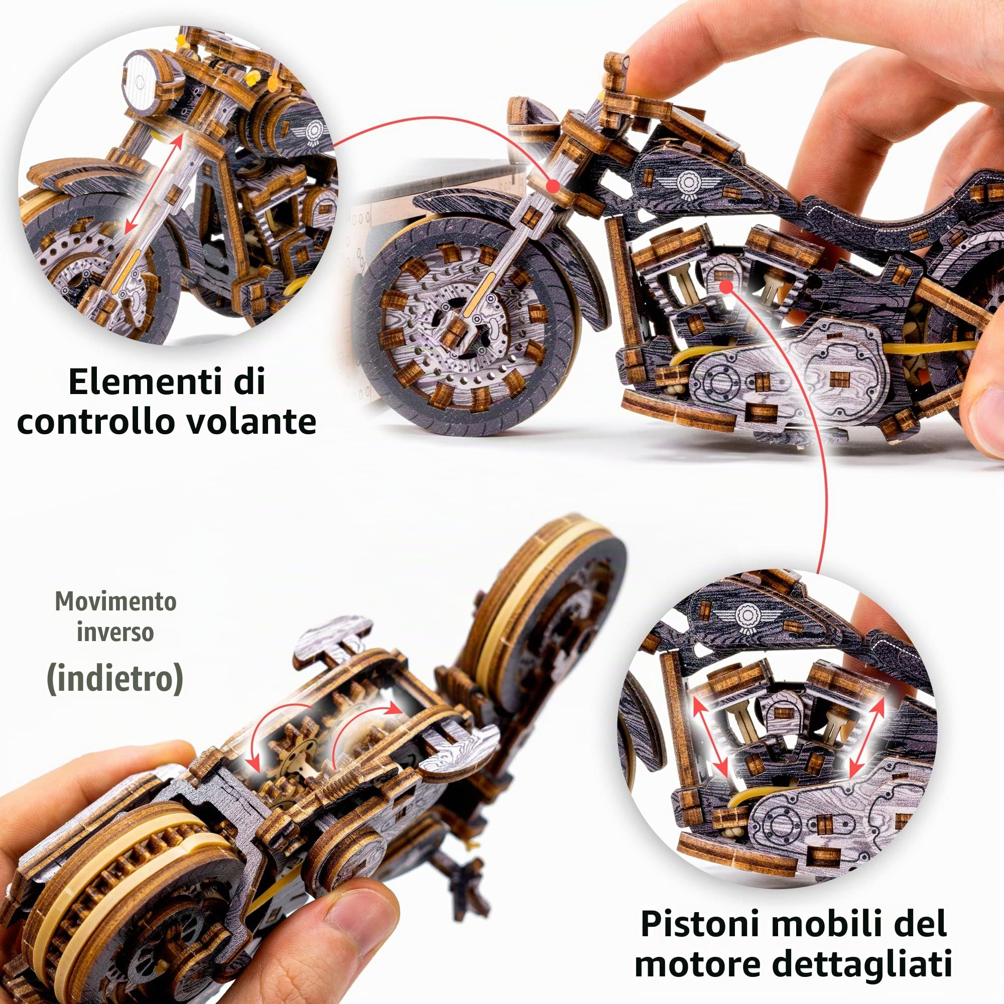 WOODEN.CITY Motorcycles Cruiser V-Twin Edizione Limitata - Kit di modellini in legno 3D per adulti da costruire - 168 pezzi