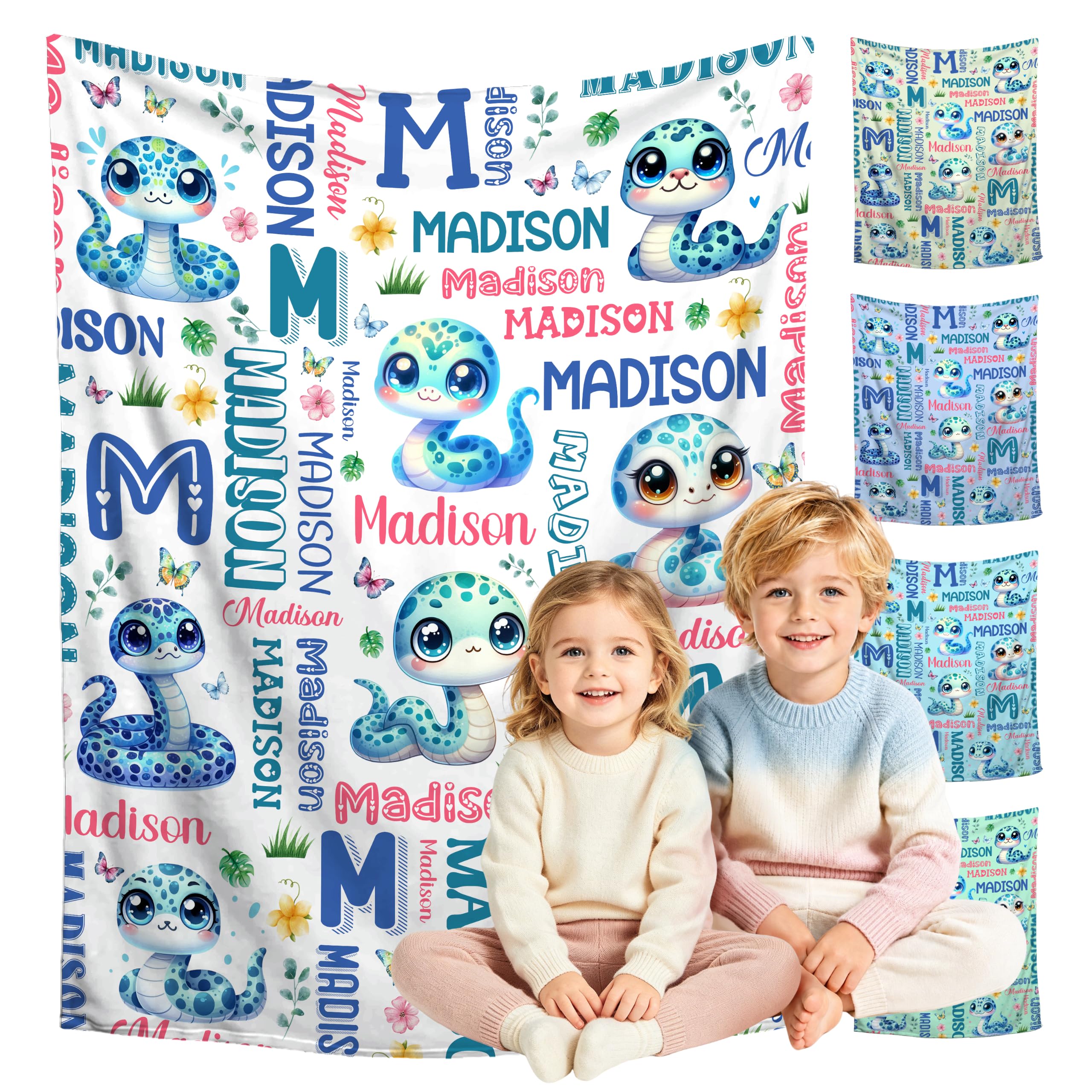 Custom Snake Blanket for Boys Girls,Ultra Soft Personalized Gifts Baby Blanket,Customized Throw for Toddlers Newborn Stroller Crib,40"x50"