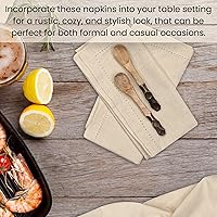 Vista 6 de Cotton Clinic Paquete de 12 servilletas de tela de punto vainica de gran tamaño de 20 x 20 pulgadas, tela de lino y algodón a medida con esquina