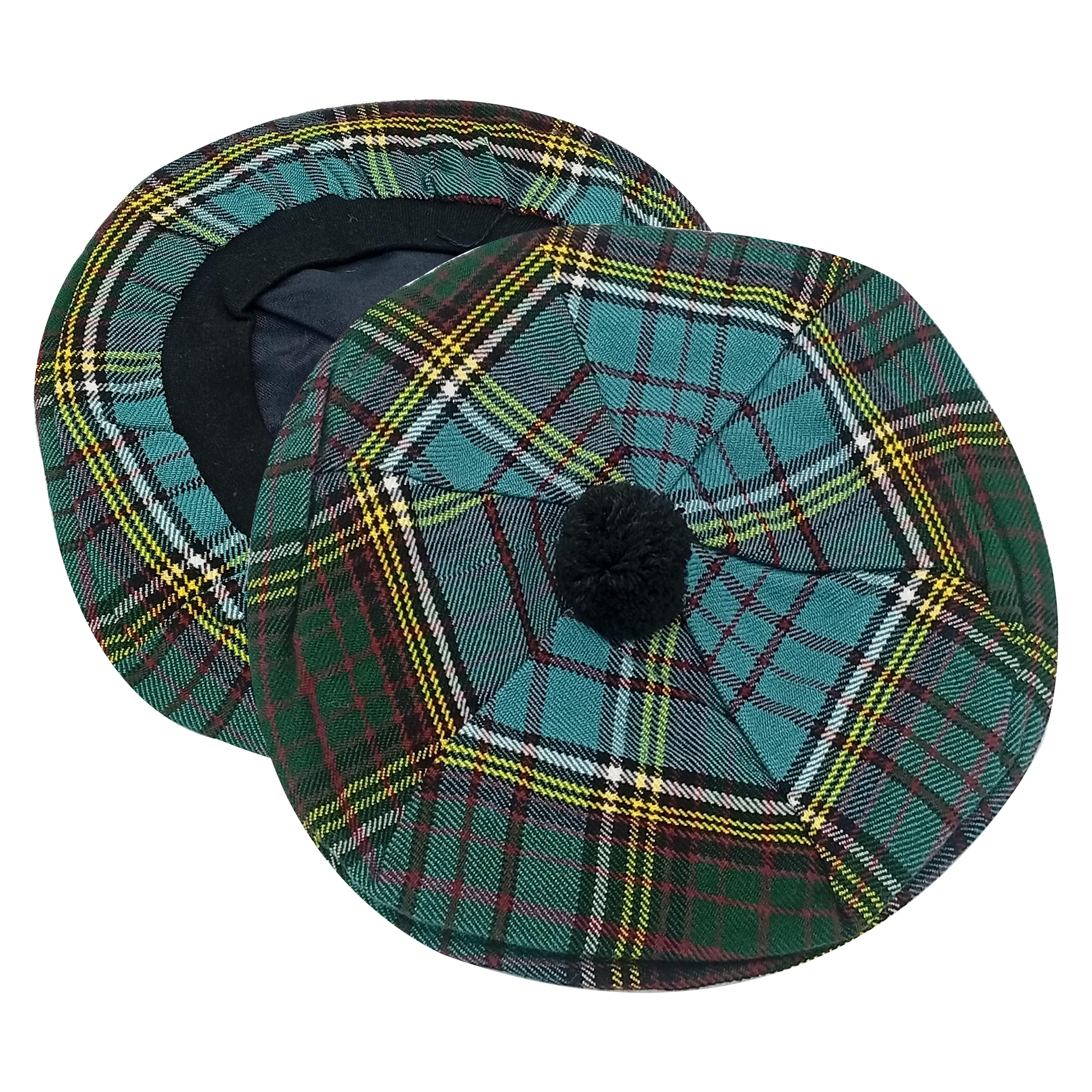 DSS KILTS Scottish Tam O' Shanter Acrylic Tartan Wool Tammy Hat-Kilt Accessory for Men, Anderson Ancient Tartan, One Size