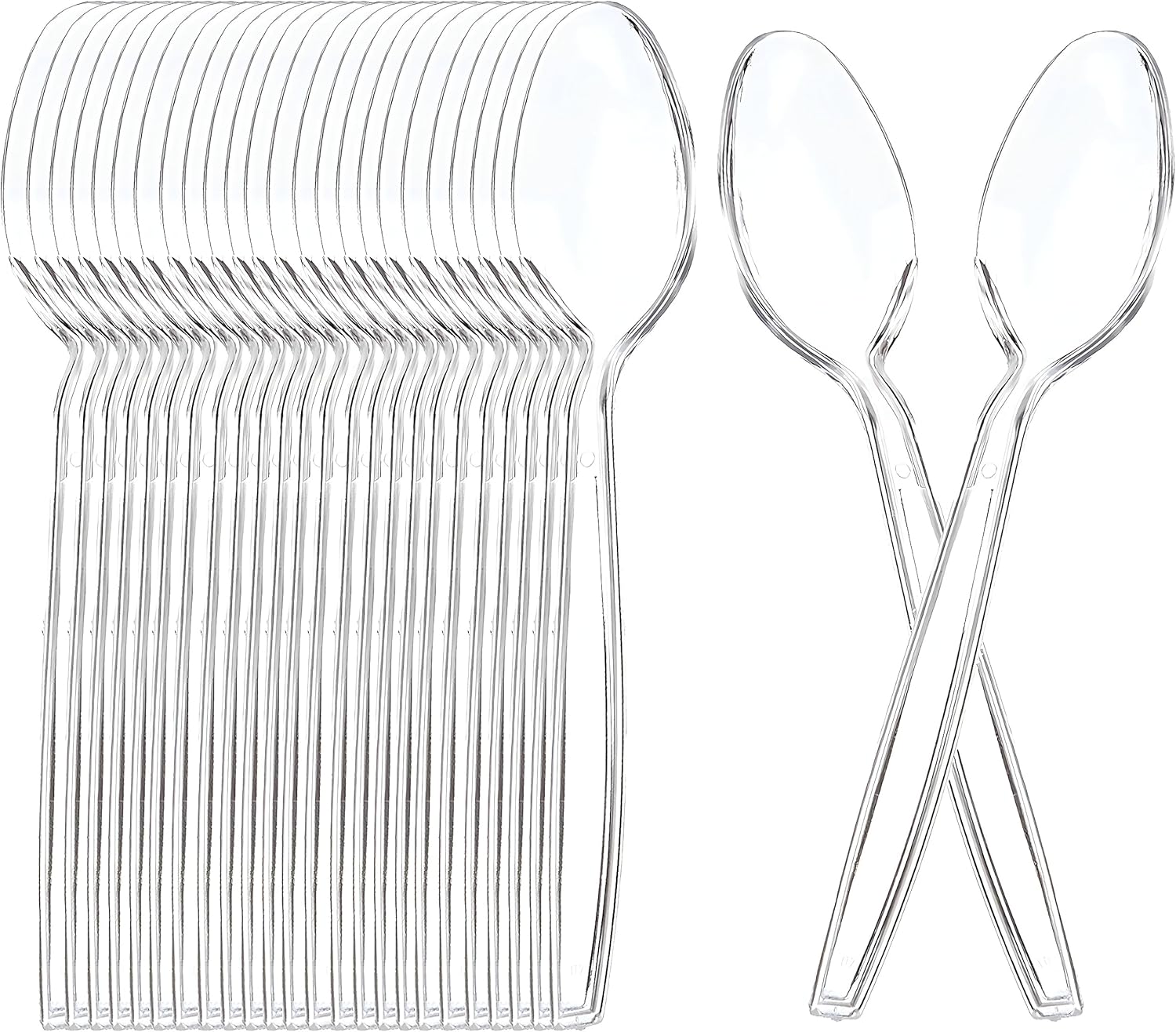 Edenpack Pack of 50 Clear Plastic Teaspoons Reusable Lightweight