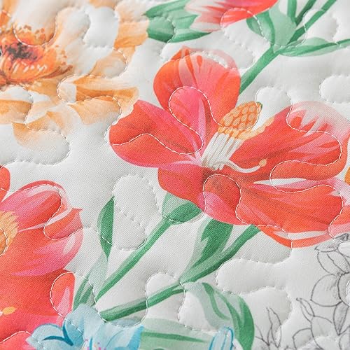 Vista 234 de NEWLAKE Juego de colcha de algodón, juego de colcha reversible de retazos, estampado real clásico turquesa, tamaño Queen Turquesa Clásico