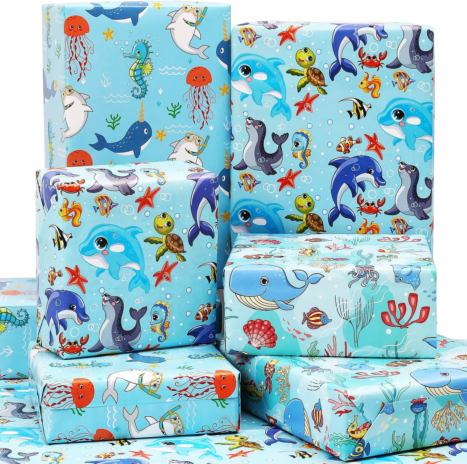 3 Styles Ocean Wrapping Paper Sheets
