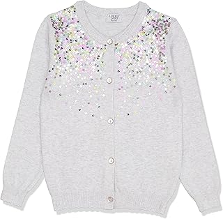 لوفلي لاند سترة كارديجان للبنات بلون رمادي مع ستراس (عبوة من قطعتين)