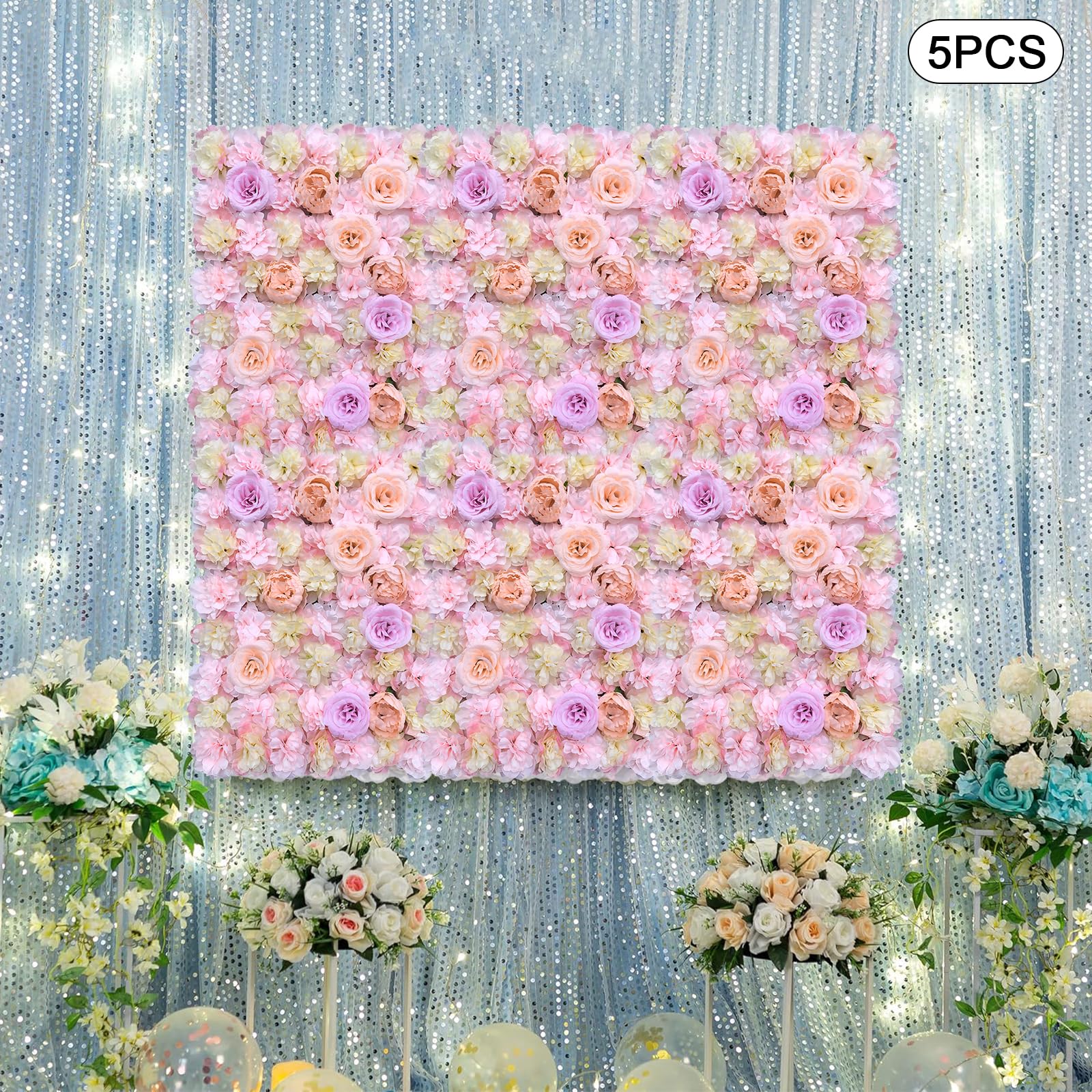 Paneles de pared de flores artificiales, protección visual, valla para balcón, puerta de jardín, decoración de pared, decoración romántica para cualquier ocasión, 60 × 40 cm para jardines