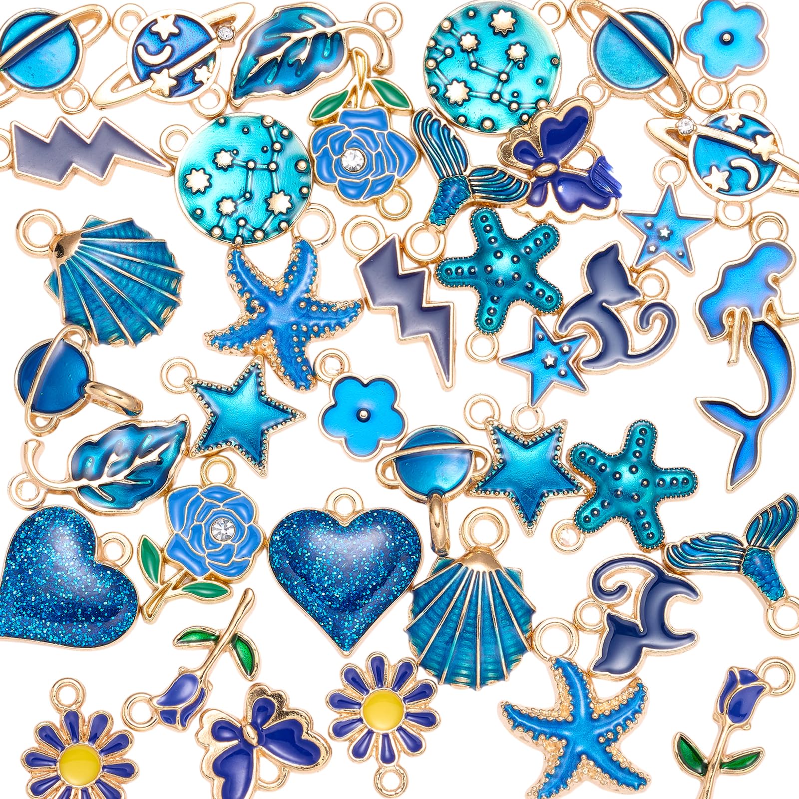 COGCHARGER Assorted Beach Ocean Sea Charms for Jewelry Making, 40Pcs