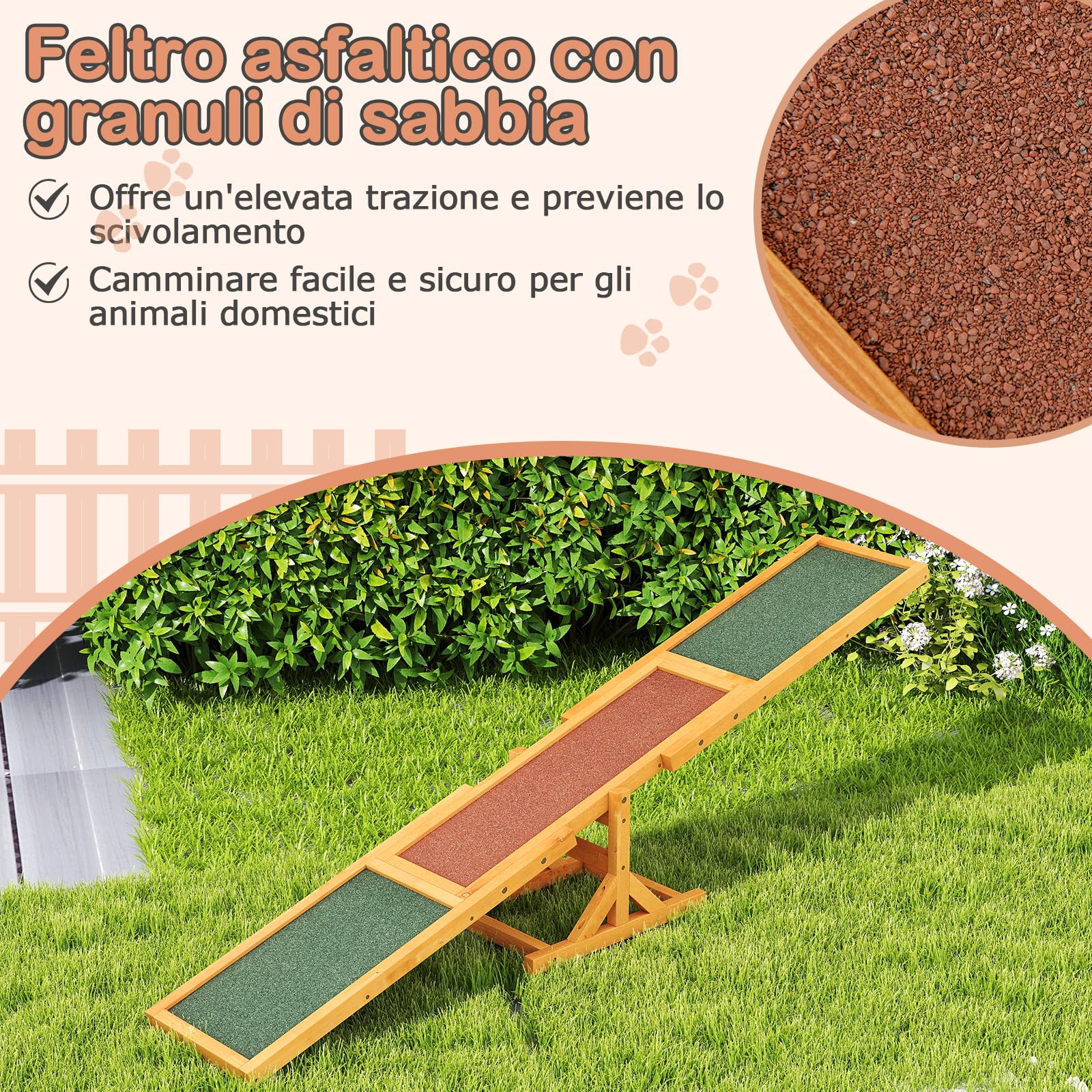 COSTWAY Altalena per Agility Cane, Set Esercizi Giochi Cani, Attrezzatura Allenamento Equilibrio Esterno, Giallo