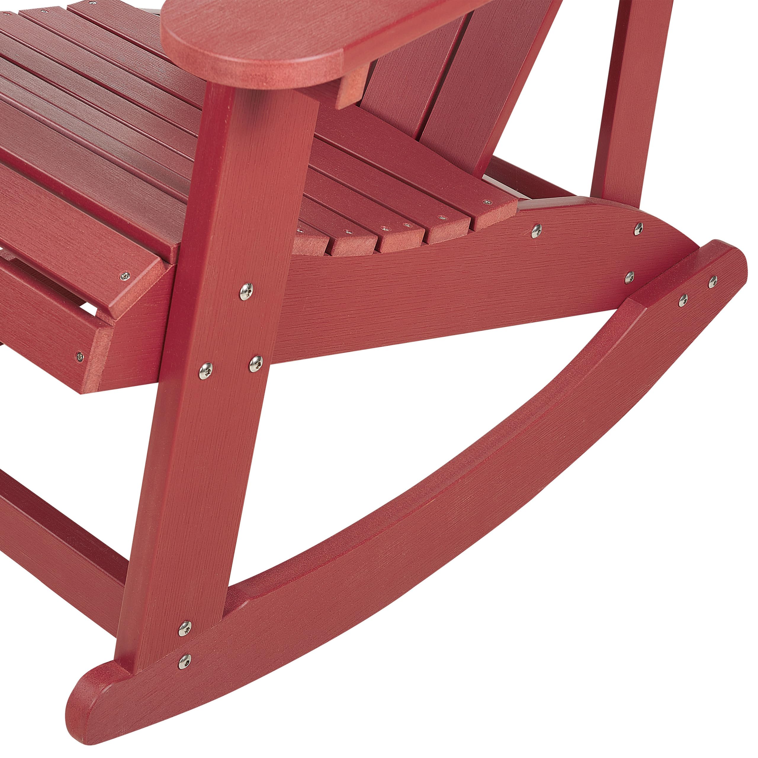 Beliani Silla Mecedora roja de Madera sintética Resistente a la Intemperie Estilo Moderno Adirondack