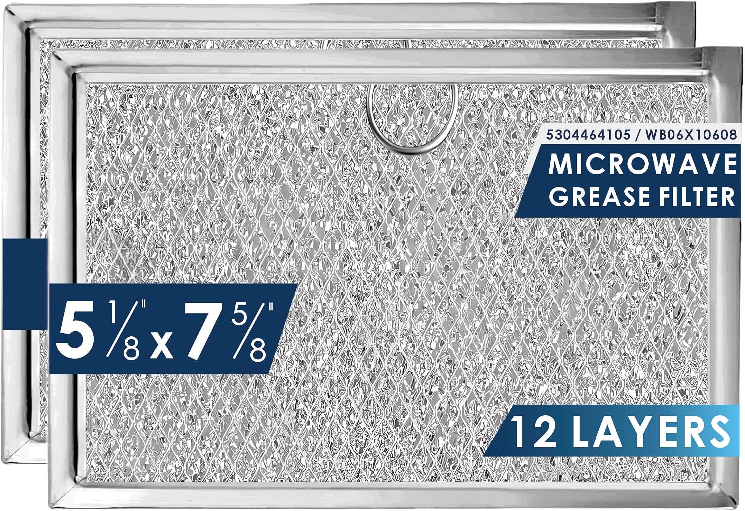 Microwave Grease Filter 7.6x5 Inch for GE Frigidaire, 2 Pack WB06X10608