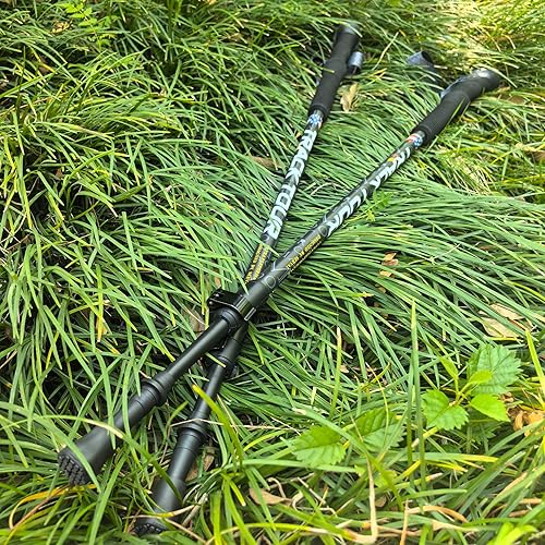 Miniatura 9 de Bastones de senderismo de fibra de carbono, bastones de senderismo ultraligeros con empuñaduras de corcho y espuma EVA, cerraduras ajustables rápidas