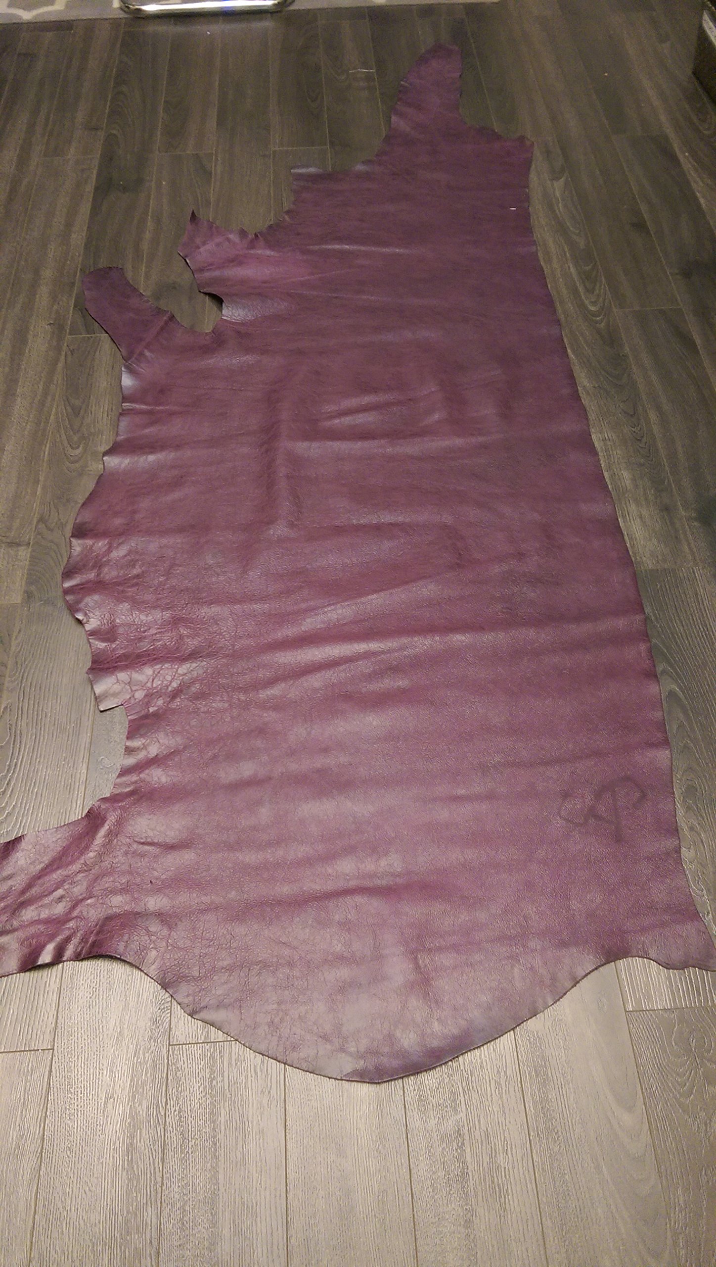 NAT Leathers Plum Purple 12 Inch X 12 Inch Square Cutting Piece Weekender Distressed Two Tone Soft Upholstery Chap Cowhide Genuine Cow Leather Hide Skin (12