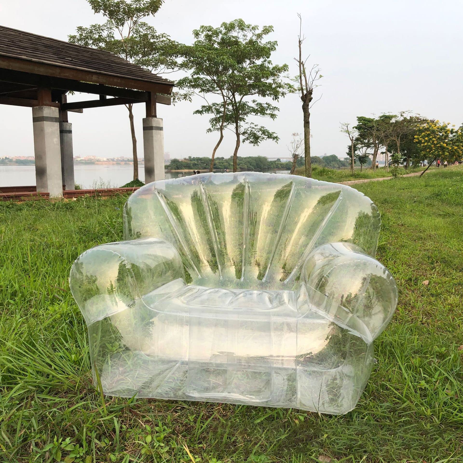 Amazon.co.jp: 透明なインフレータブルソファ- エアソファ 透明なPVC