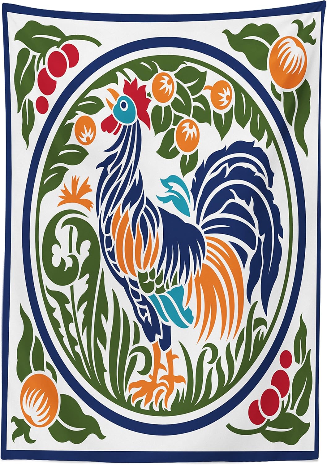 Suреr Brаndѕ Ambesonne Gallus Tablecloth, a Rooster of Earth Fruit Growth and Harvest Dandelion and Vegetables Foliage of The Plants, Rectangular Table Cover for Dining Room Kitchen Decor, 60 X 90, Olive Green