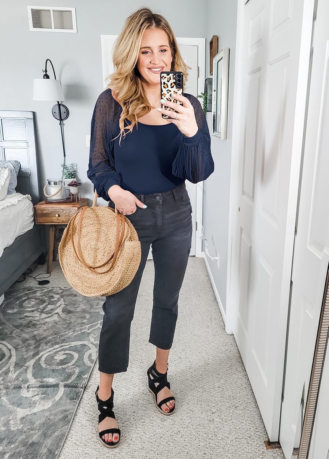 DOROSE Womens Mesh Long Sleeve Shirts Casual Blouses Tops - Image 3