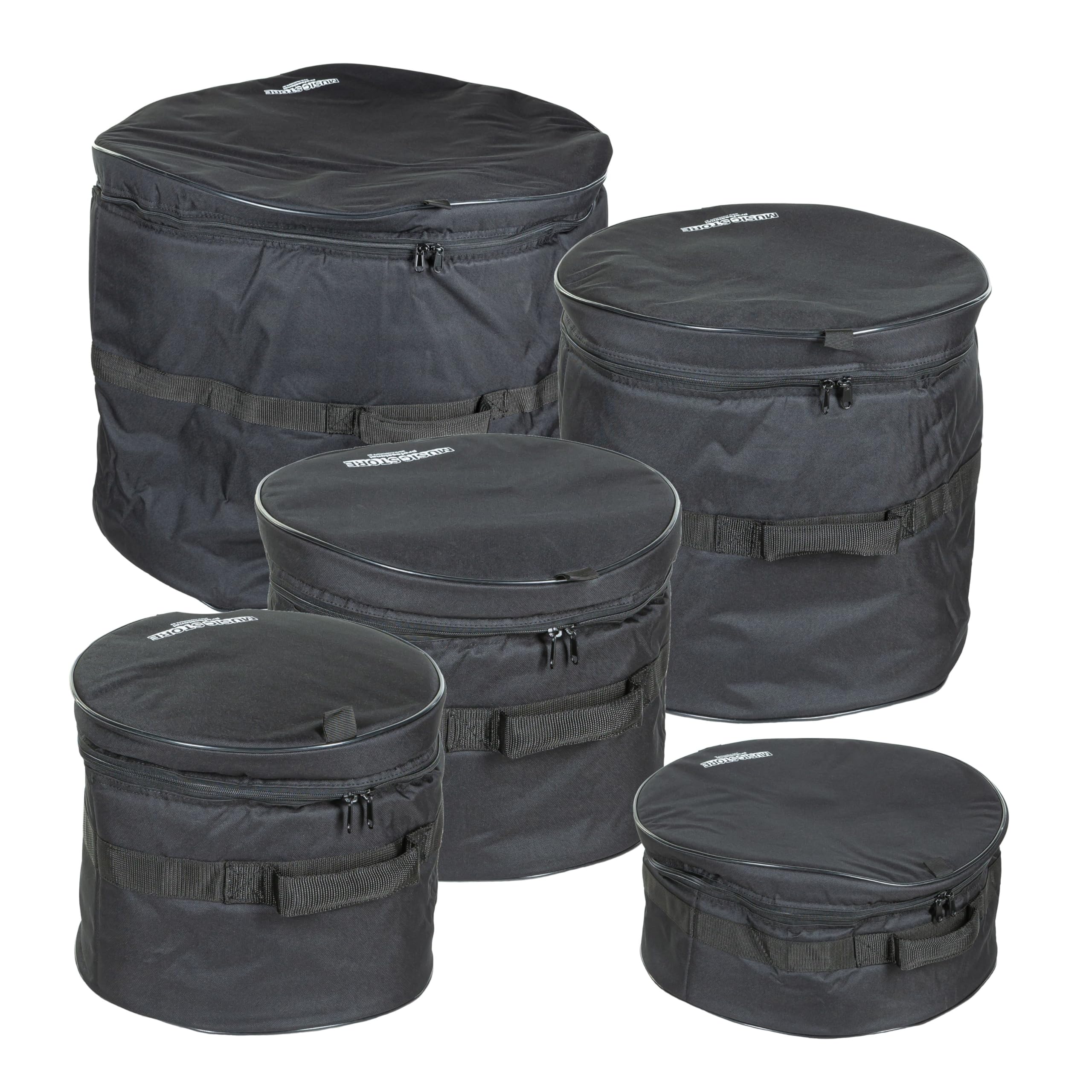 MUSIC STORE Pro II Studio Drum Taschen Set, 20", 10", 12", 14", 14"x6,5", Nylon, Gepolstert, Reißfest, Wasserabweisend, Schwarz