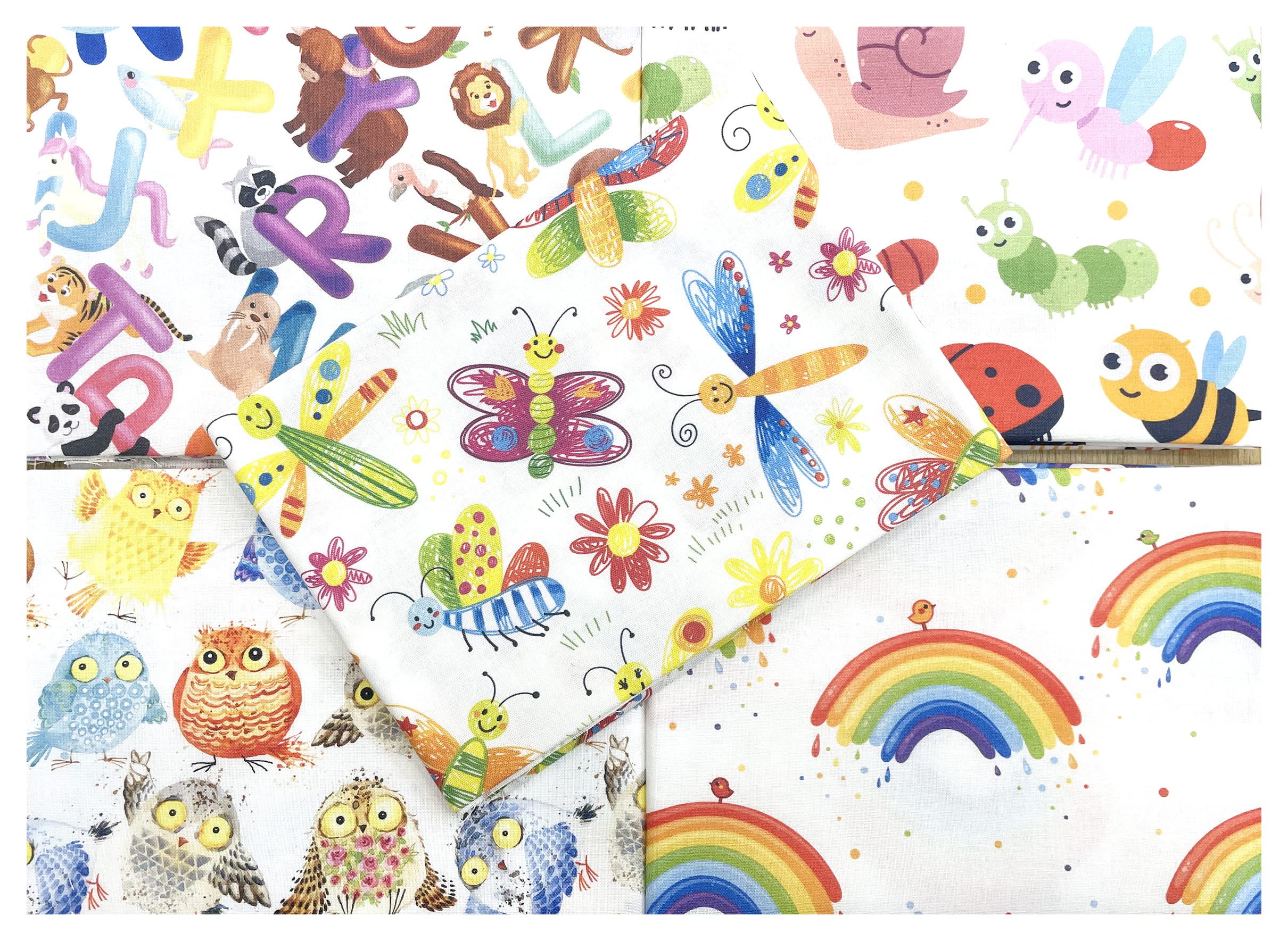 Glamour Secrets Multi Fat Quarter Bundle Bright Colour Cute Kids Animal Print Bunting Craft Fabric Material