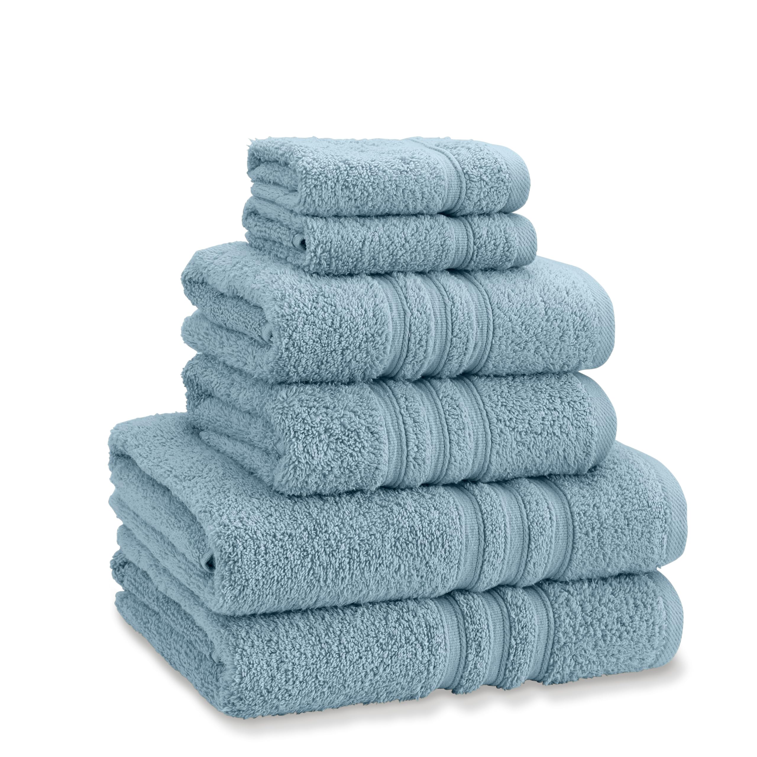 Catherine Lansfield Zero Twist Cotton 6 Piece Towel Bale Set Blue, 6-Piece Towel Set