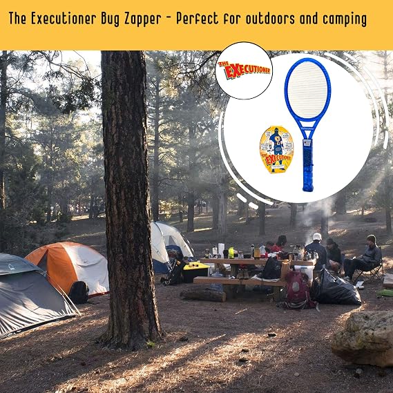 The Executioner Coloured Mosquito, Fly, Wasp, Bug, Insect Swatter/Killer and Bug Zapper Racket Single Layer for Most Efficient Zapping Indoor Outdoor Long Handle (Blue)