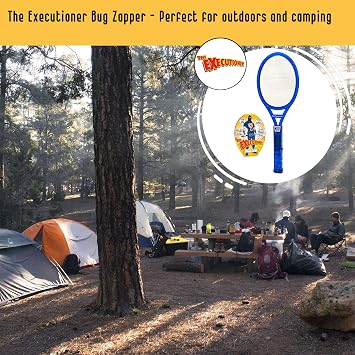 The Executioner Coloured Mosquito, Fly, Wasp, Bug, Insect Swatter/Killer and Bug Zapper Racket Single Layer for Most Efficient Zapping Indoor Outdoor Long Handle (Blue)