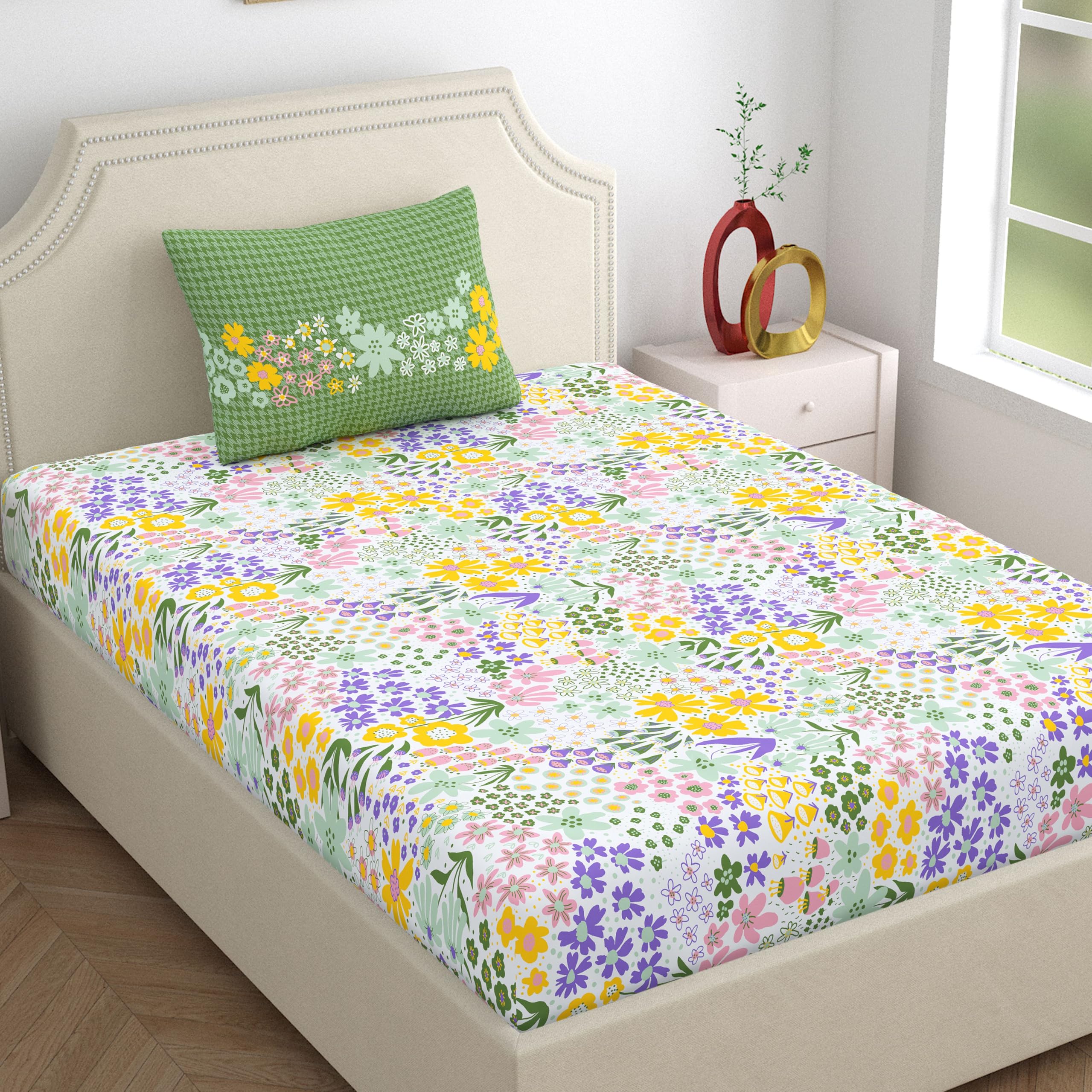 Home Ecstasy 100% Cotton Single Bedsheet Set -18