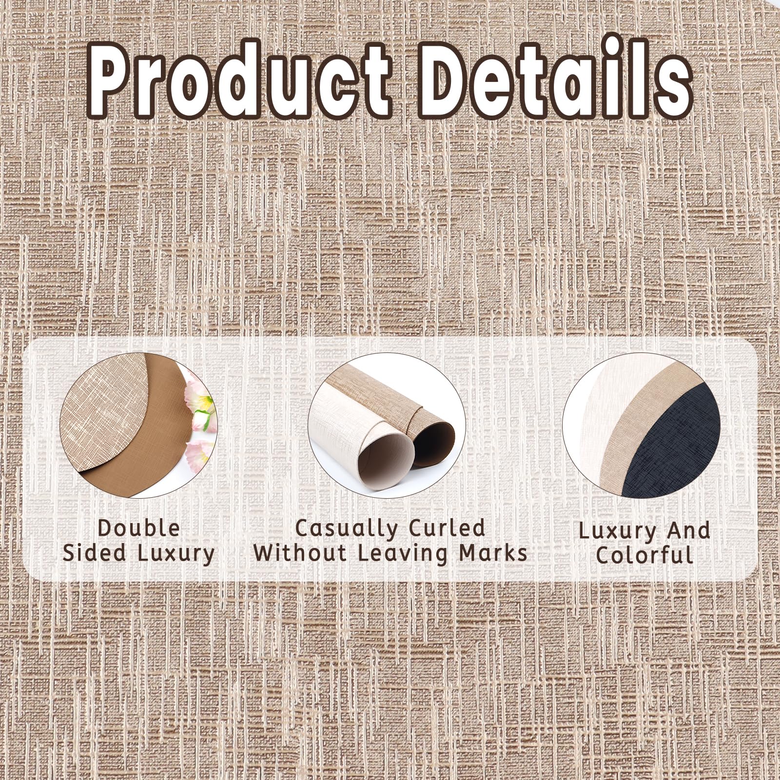 CAMAL Manteles Individuales de Cuero Juego de 8, Manteles Individuales Lavables 43cm x 30cm Salvamanteles Ovalados con Brillo Metálico para Cenas, Banquetes, Fiestas (Beige)