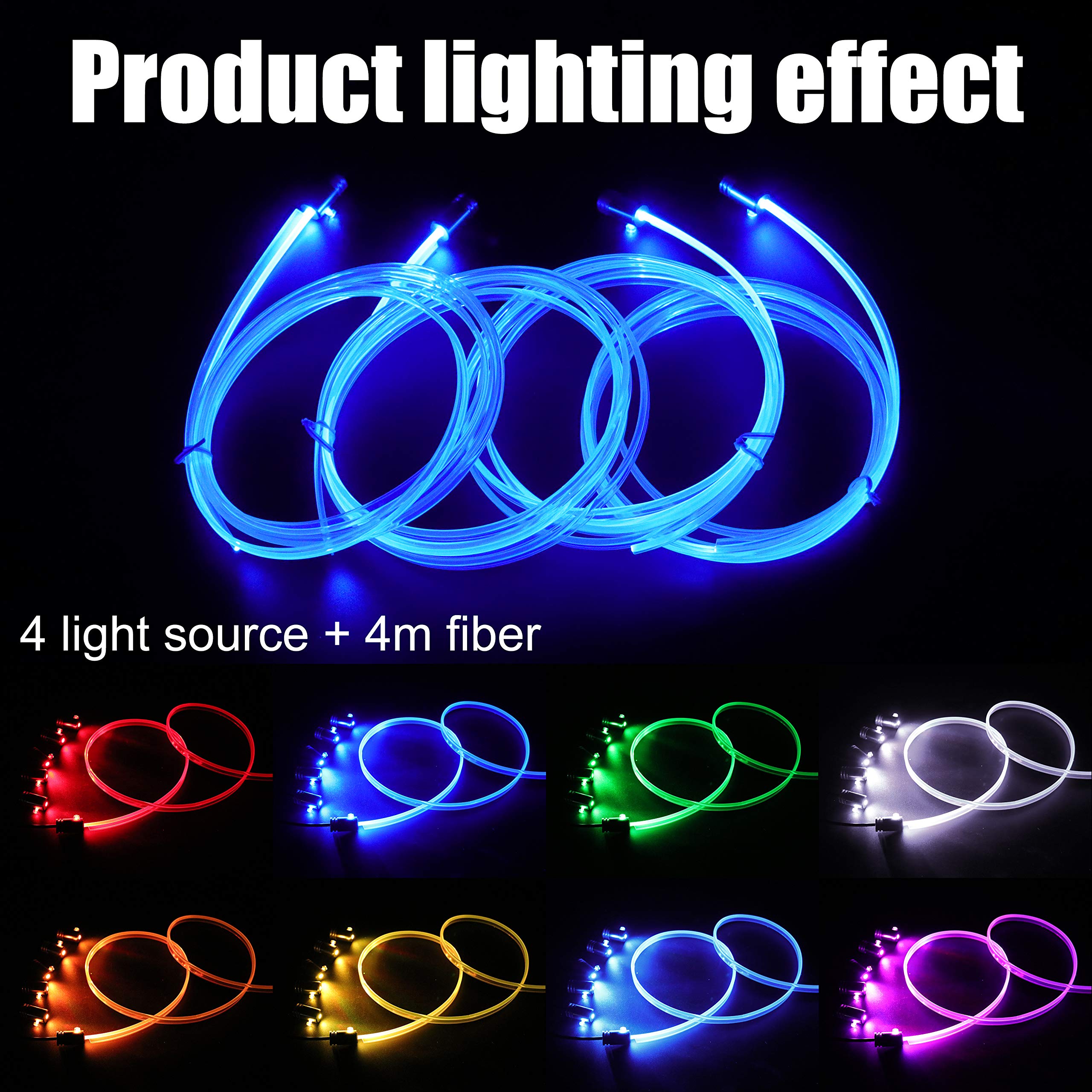 Auto illuminazione ambiente fibra ottica 64 colori musica suono attivo con APP controllo auto kit di illuminazione dell'atmosfera decorativa DC 12V 1W 4m