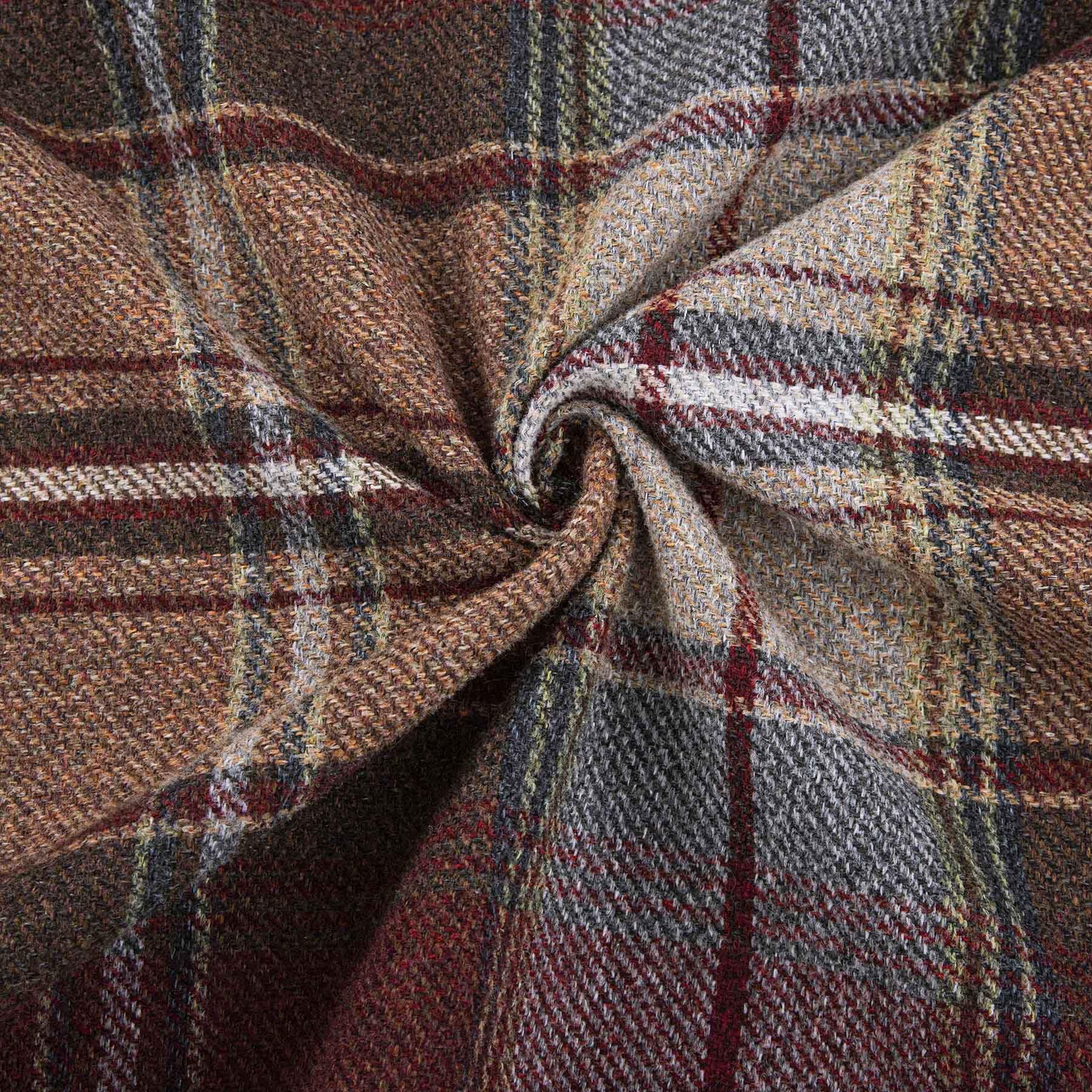 always4u Lot de 2 panneaux de rideaux modernes à carreaux effet laine, motif tartan rouge brique de Noël pour salon et chambre, 114,3 x 160 cm