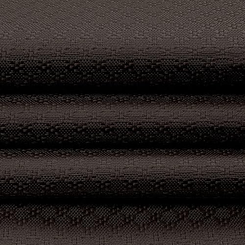 Miniatura 8 de OVZME Hani Cortinas 100% opacas de 63 pulgadas de largo para dormitorio, bloqueo de luz completa, con textura marrón, aislamiento térmico, cortinas