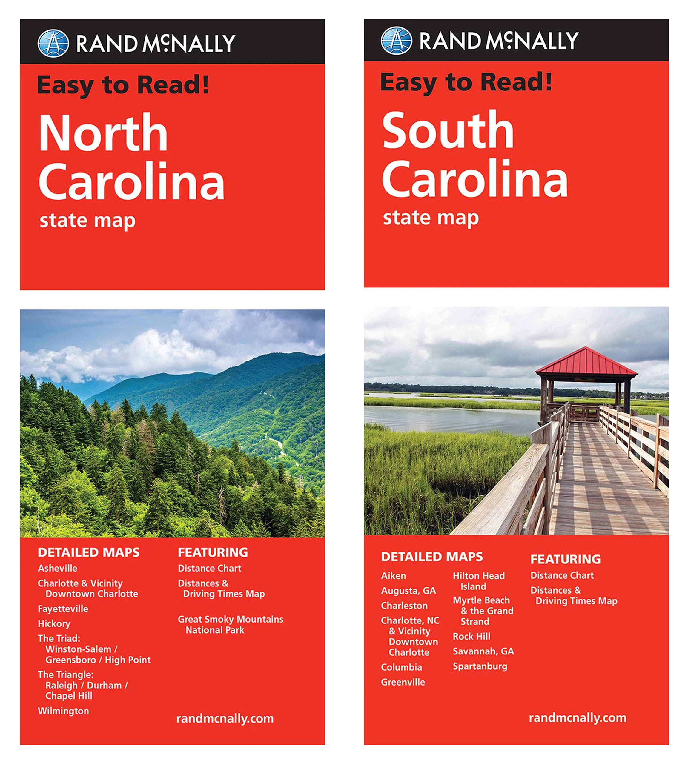 Rand McNally State Maps: North Carolina and South Carolina (2 Maps)