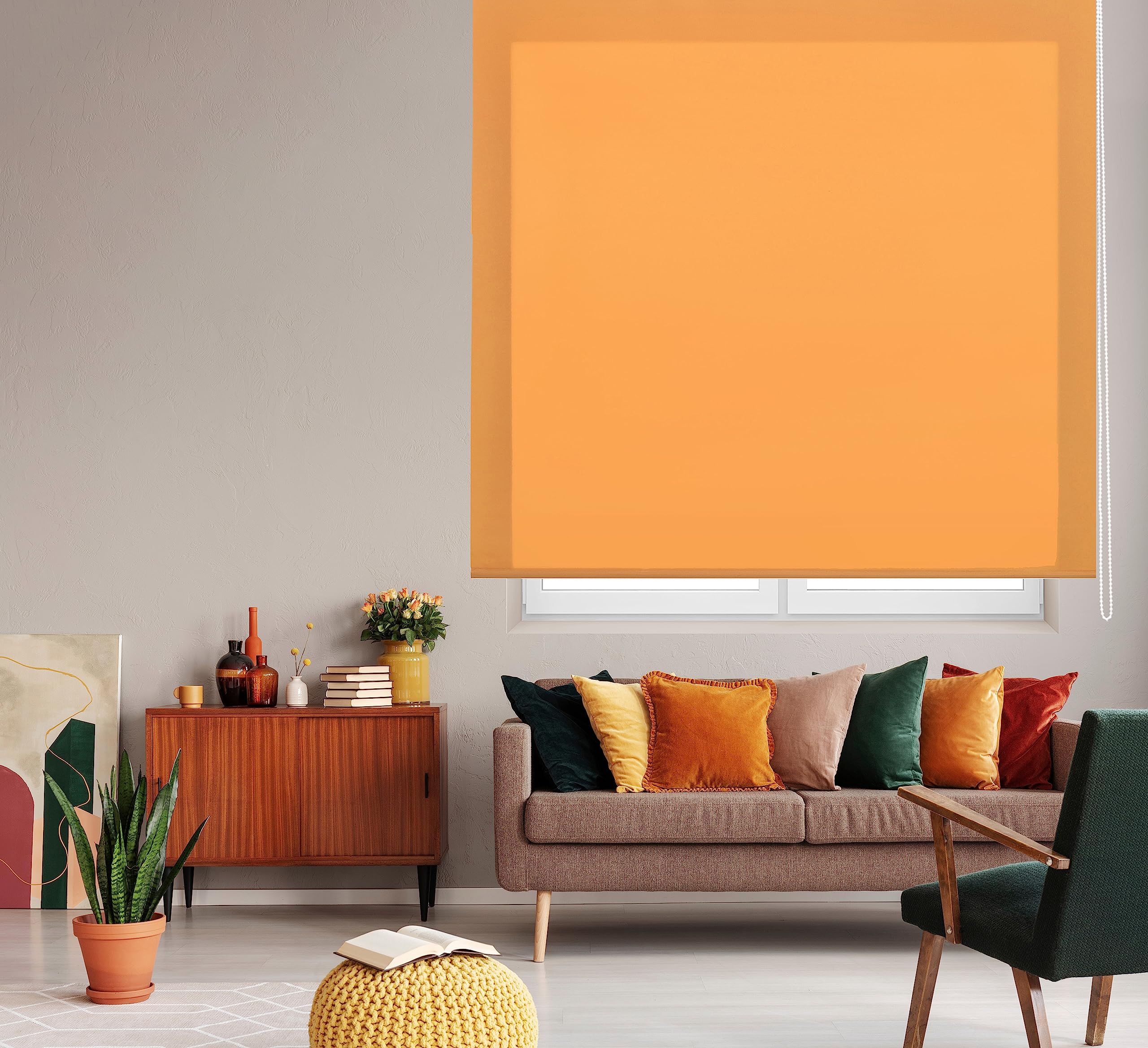 Store Enrouleur translucide uni de qualité supérieure 180 x 250 cm - Store Enrouleur translucide Orange - Store Enrouleur Transparent pour fenêtres 177 x 245 cm