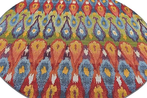 Miniatura 9 de Rugs.com Outdoor Modern Collection - Alfombra redonda de tejido plano de 8 pies perfecta para cocinas y comedores