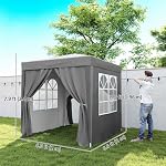 Outsunny 6,6'x6.6' Tente de canopée pop Up avec parois latérales, Camping à l'abri du soleil instantané Gazebo avec sac de transport, pour l'extérieur, jardin, patio, gris