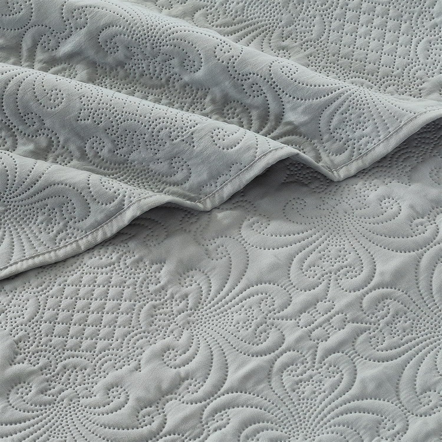 Quilted Bedspread Throw-King with Pillow Shams Reversible Embossed Double Throws Coverlet Soft Lightweight Quilt Bedspread Machine Washable for Bedding Decor(Coffee,220 * 240cm)