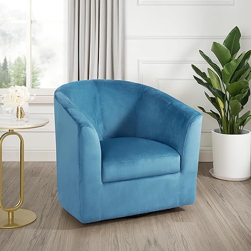 Ariana 360 Degree Swivel Barrel Chair Swivel Accent Chair for Living Room with Armrest Small Accent Chair for Home Barrel Chairs Chairs Living Room - Turquoise Microfiber