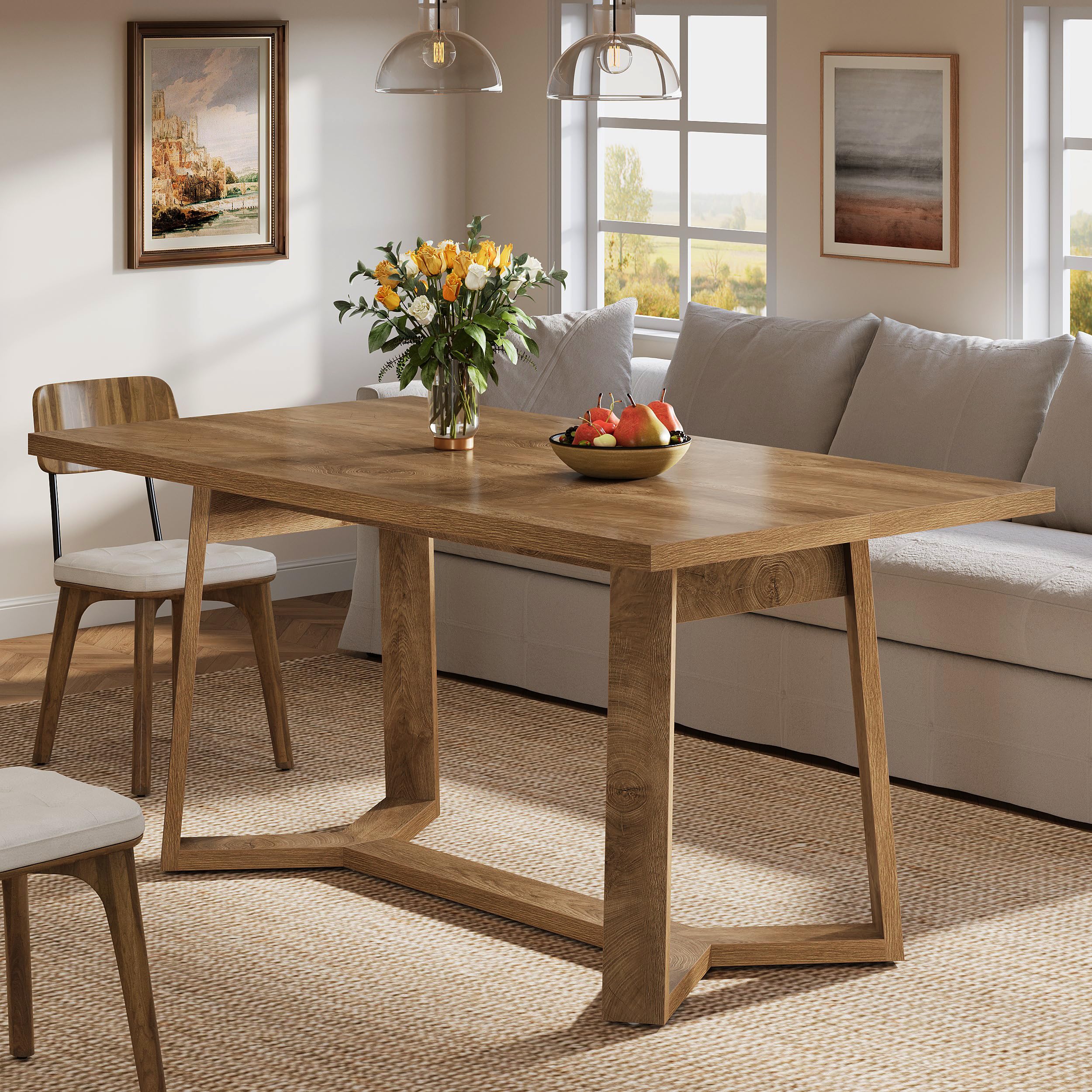 Tribesigns Mesa de comedor para 4-6 personas, 120 x 80 cm, moderna mesa de comedor de MDF con aspecto macizo, mesa de cocina rectangular - crea un ambiente acogedor