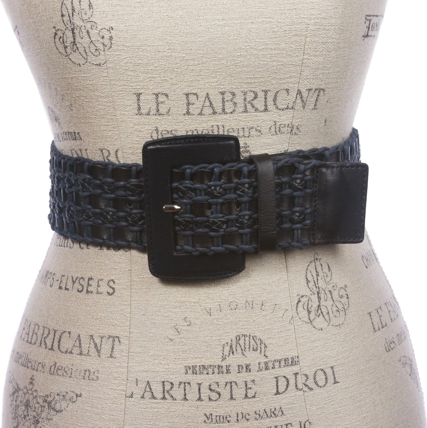 beltiscool Women's 2 3/8" or 60 mm Wide High Waist Braided Woven Full Grain Leather Belt