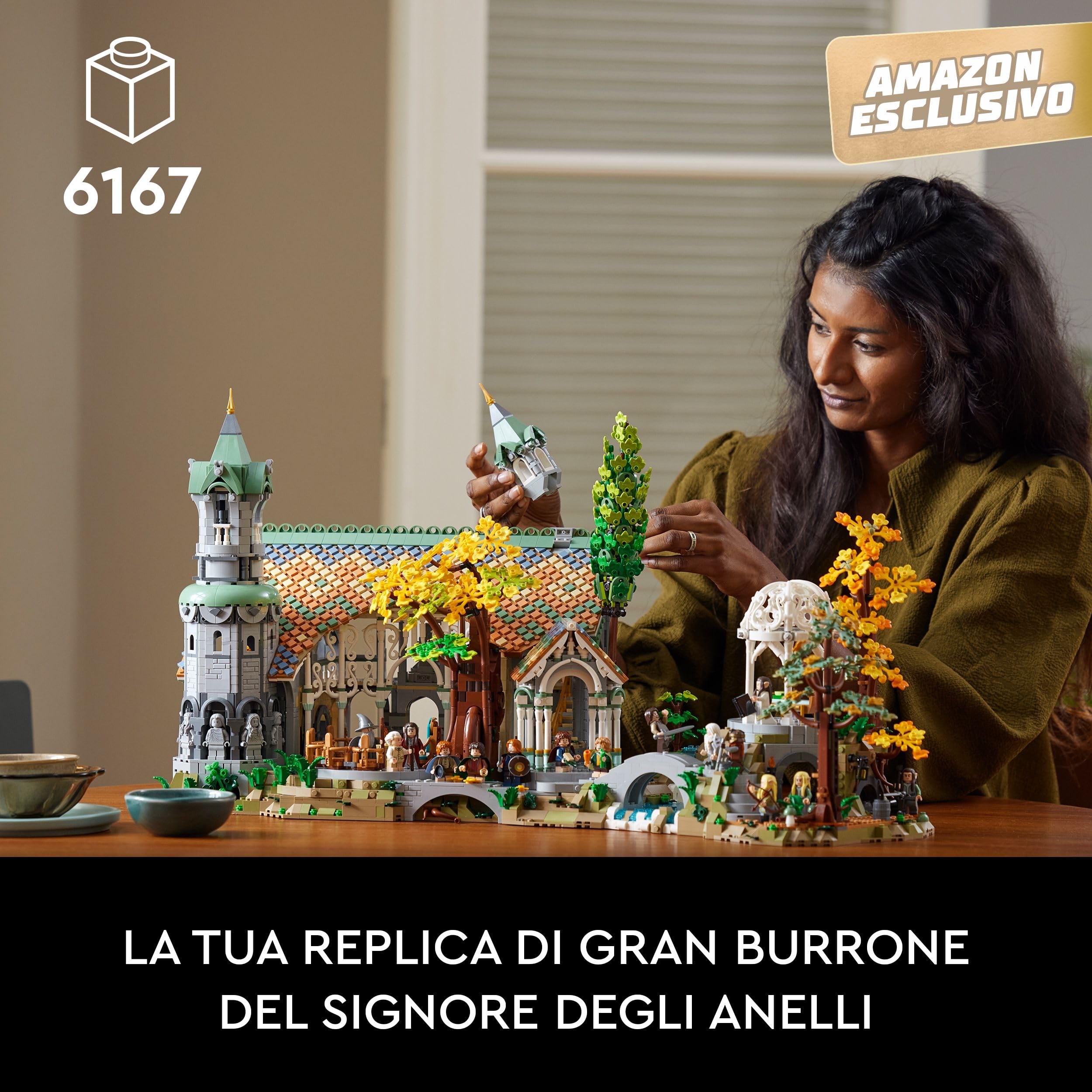 LEGO 10316 Icons Il Signore degli Anelli: Gran Burrone, Costruisci ed Esponi la Valle della Terra di Mezzo, Grande Set Immersivo per Adulti, 15 Minifigure come Frodo e Bilbo Baggins (Esclusiva Amazon)