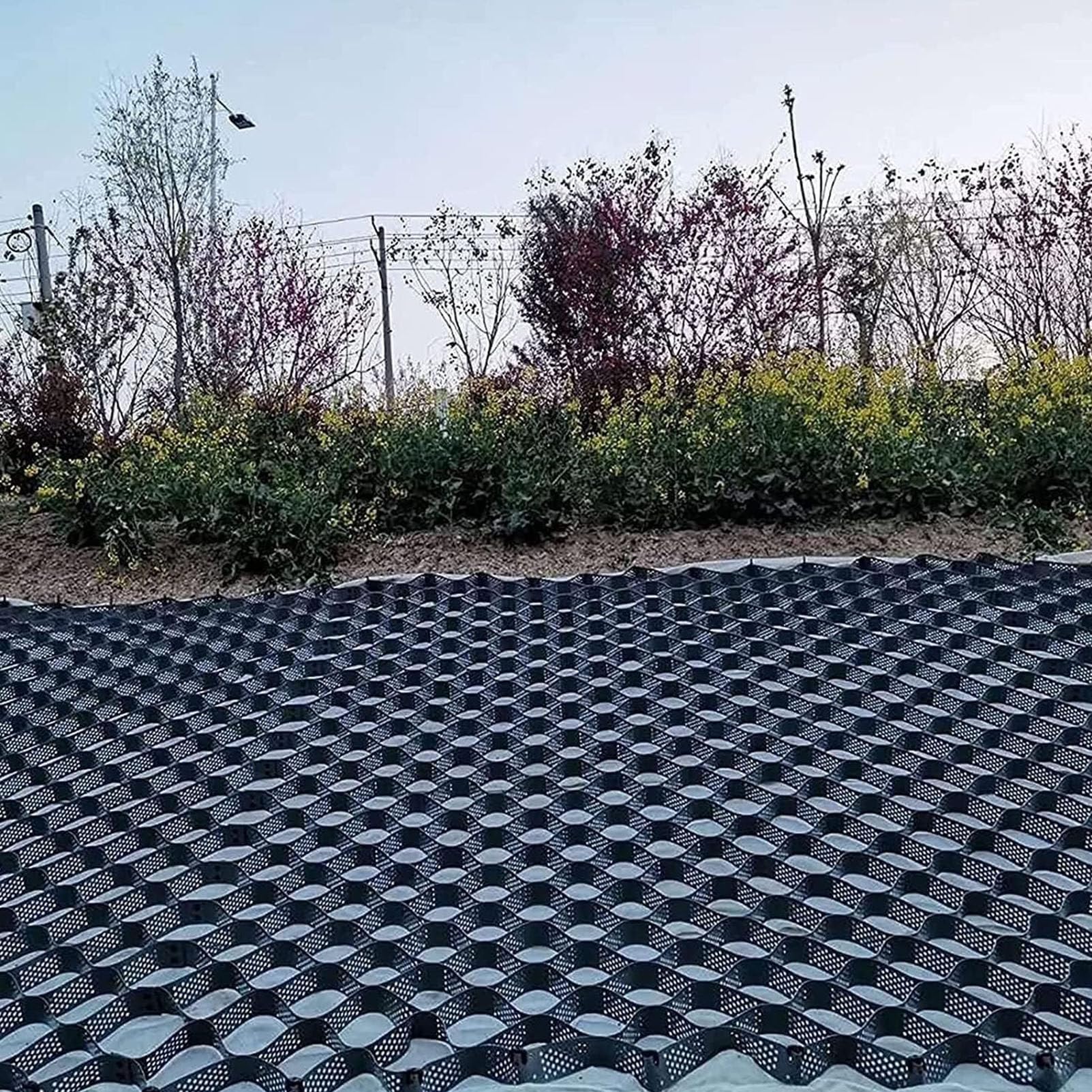 PioMue Commercial Geo Grid Driveway Stabilization Grids,Gravel Stabilizer Grid for Hillside and Pathway Reinforcement, Prevents Erosion and Supports Heavy Vehicles Height5cm/2in-4x8m/13x26ft