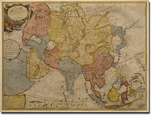 Trademark Fine Art Mapa de Asia 1700 por Paris Guillaume Delilse Lienzo Artwork, 14 x 19 pulgadas