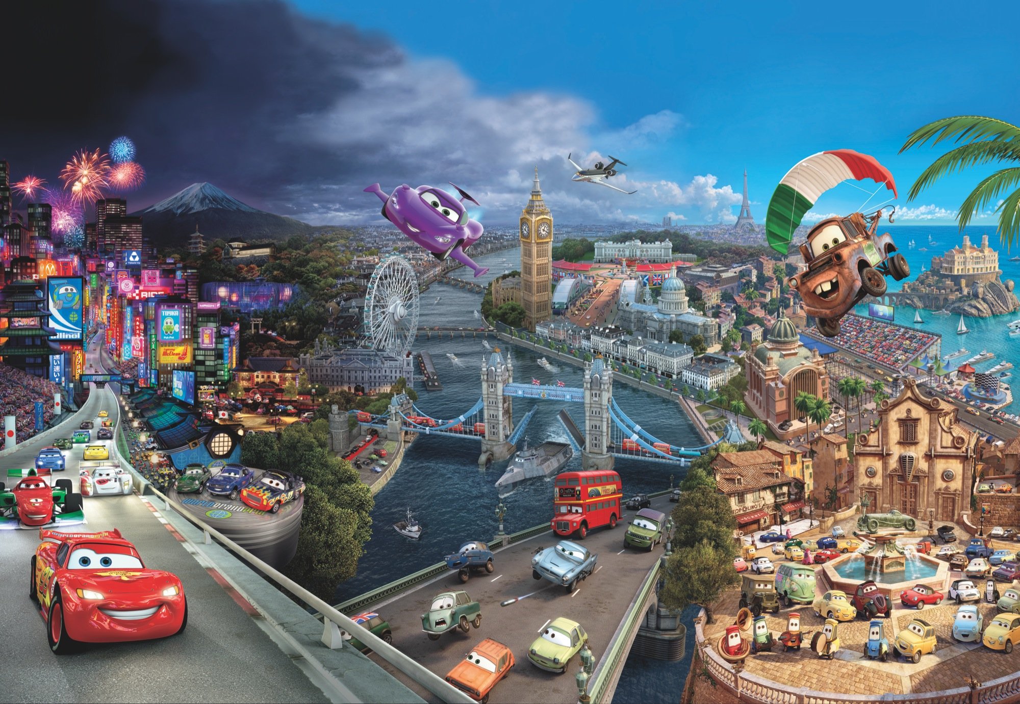 Komar Papier Fototapete - Cars World - Größe 368 x 254 cm