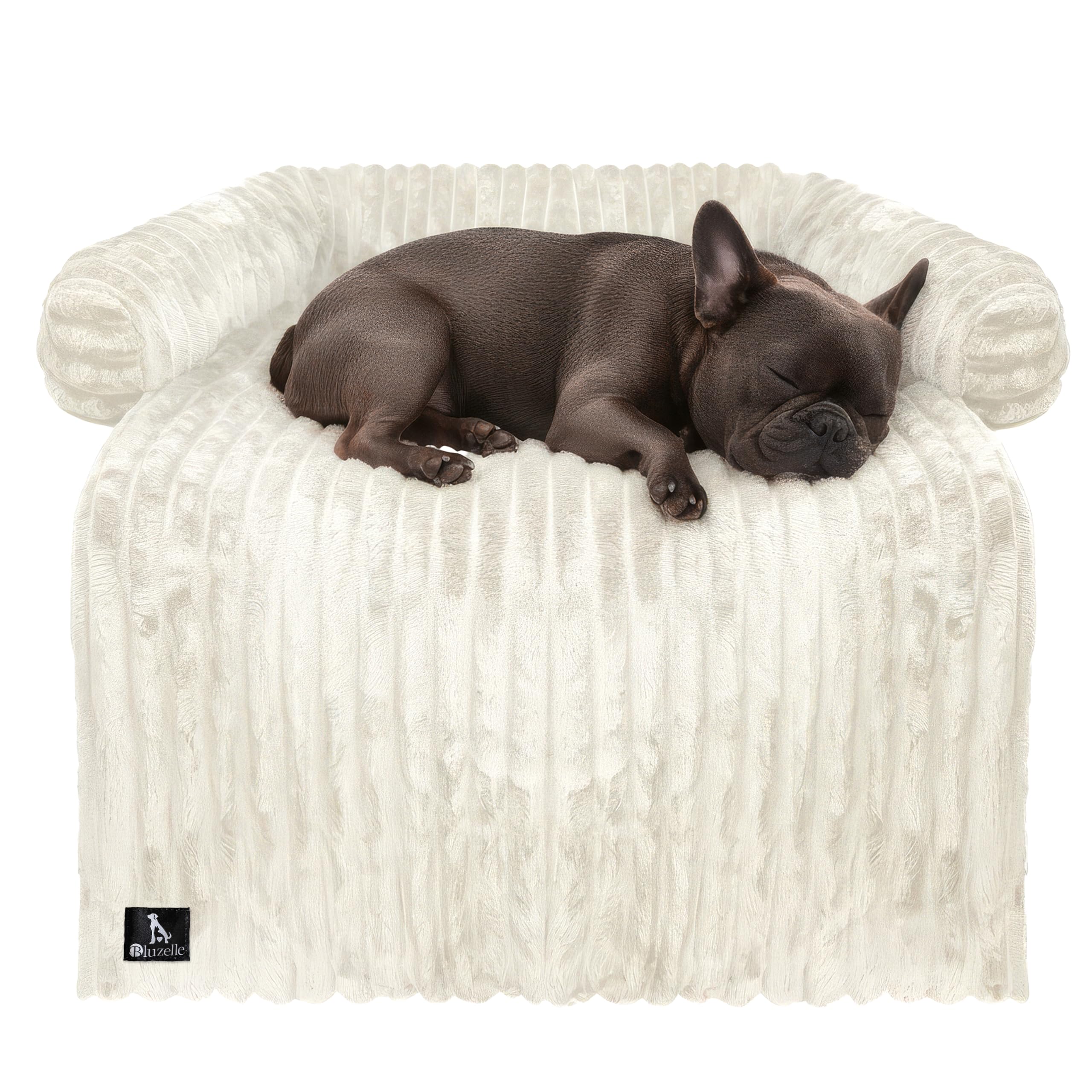 Funda Sofá & Cama Perro para Perros Pequeños y Medianos, Felpa con Aspecto de Pana, Manta Impermeable Lavable Extraíble para Mascotas, Antideslizante, Protector de Muebles, Color:Marfil