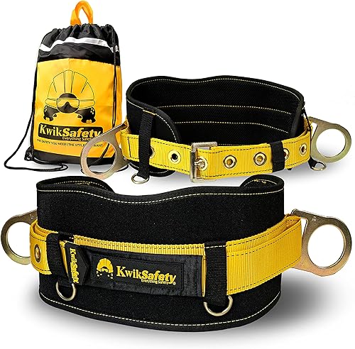 KwikSafety - Charlotte, NC - Cinturón de seguridad para cola de castor 2 anillos en D Ajustable de 39 a 58 pulgadas acolchado acolchado Lineman