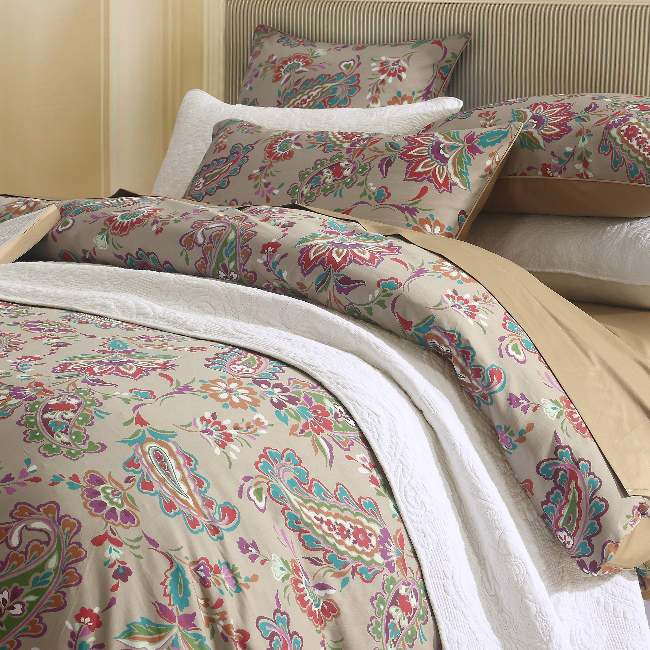 USTIDE Bohemian Paisley Super King Duvet Cover Set – Vintage Regal Design, 100% Egyptian Cotton 800 Thread Count, 3-Piece Soft Luxury Bedding with Pillowcases — image 1