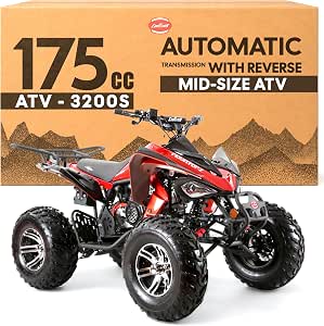 Coolster 175cc ATV - Gas Powered Quad, Red, Automatic-Reverse, ATV3200S